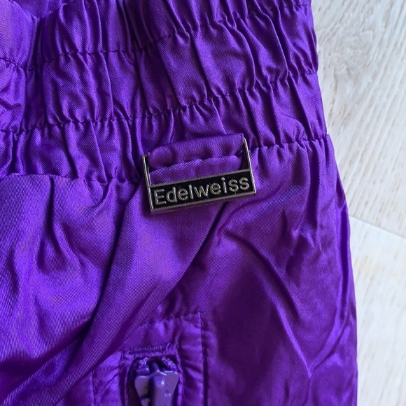 Vintage Edelweiss Purple Ski Snow Pants high waist shimmer retro size 14 women’s - Picture 4 of 15